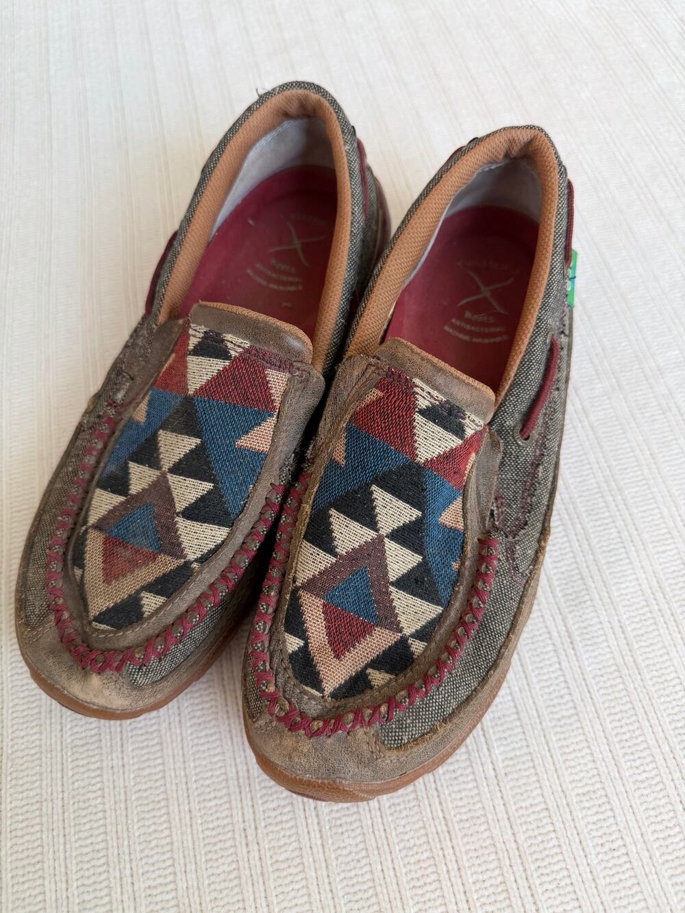 TWISTED X Driving Moc Aztec Multi Color Geometric SlipOn Shoes WDMS011 Size 7.5M